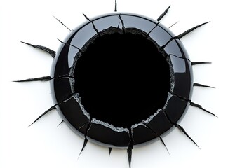 Cracked black orb, radiating sharp fragments