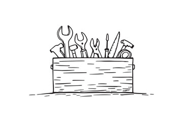 Toolbox set line art