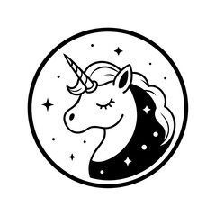 black and white Unicorn head vector