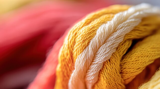 Close-up of the texture of a sacred thread (Janeu) worn during Diwali. Detailed view.