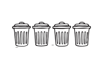 Trash cans line art