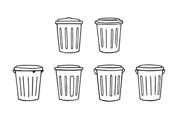 Trash cans line art