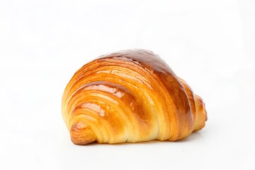 Fototapeta premium Freshly Baked Croissant on White Background with Golden Brown Crust and Soft Interior