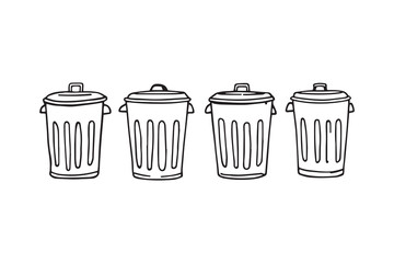 Trash cans line art