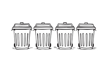 Trash cans line art