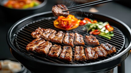 Person Cooking Juicy Meat on a Grill Creating a Delicious Outdoor Feast