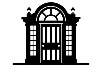 Colonial Style Front Door Silhouette vector illustration