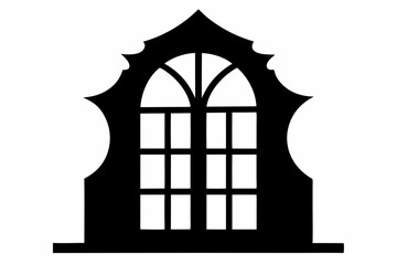 Colonial Style Symmetrical Windows Silhouette vector illustration