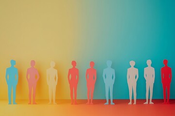 Fototapeta premium Pastel Paper People Cutouts Teamwork Group