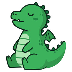 Fototapeta premium Cute Little Green Dragon in Minimal Vector Style Perfect for Children’s Illustrations and Designs