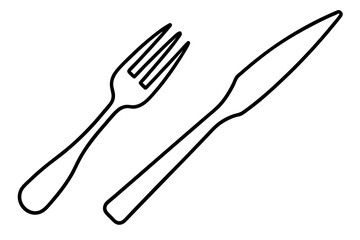 Fork And Knife Line Art vector illustration