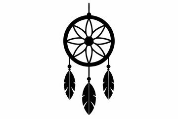 Handmade Dreamcatcher Hanging Silhouette vector illustration