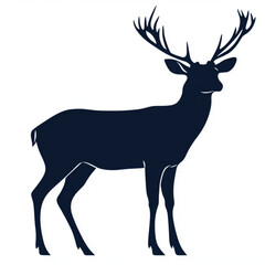 Fototapeta premium Elegant Stag Silhouette in Navy Blue with Majestic Antlers