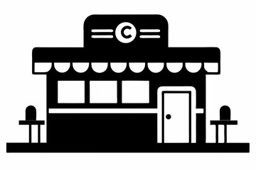 Mini Roadside Diner Silhouette vector illustration