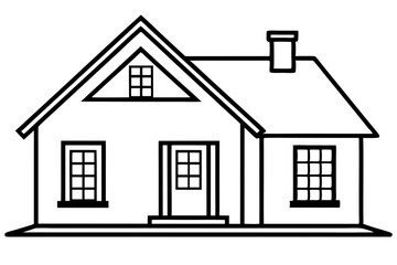 Miniature Colonial House Line Art vector illustration
