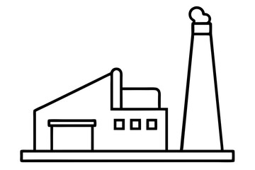 Miniature Industrial Smokestack Building Line Art vector illustration