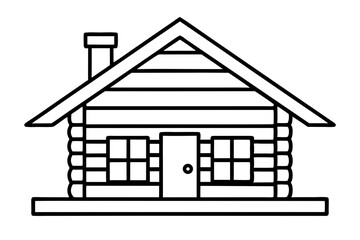 Miniature Log Cabin Line Art vector illustration