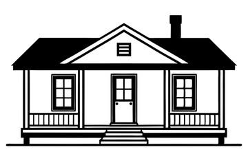 Miniature Southern Shotgun House Line Art vector illustration
