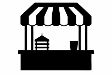 Obraz premium Miniature Wooden Boardwalk Shop Silhouette vector illustration