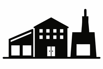 Miniature Warehouse Loft Building Silhouette vector illustration