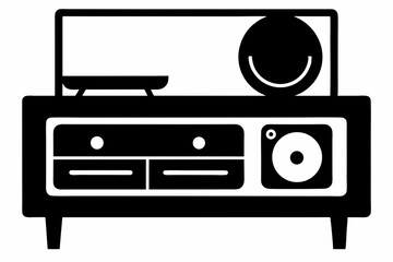 Record Player Console Silhouette vector illustration