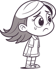 cartoon illustration of a Girl with  Sad Face