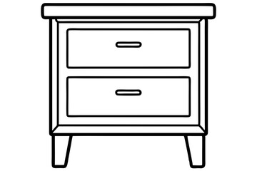 Simple Wooden Nightstand Line Art vector illustration