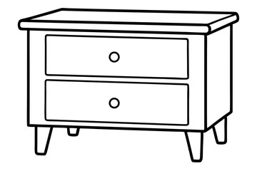Simple Wooden Nightstand Line Art vector illustration