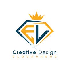 Luxury Initial Letter Monogram in Pentagon Diamond Shape with Royal Crown for Premium Branding & High-End Logo Design
