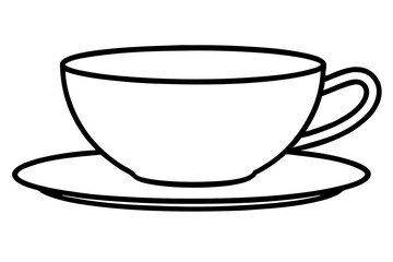 Teacup With Saucer Line Art vector illustration