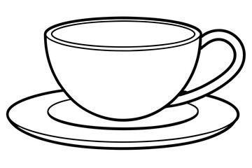 Teacup With Saucer Line Art vector illustration