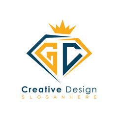 Luxury Initial Letter Monogram in Pentagon Diamond Shape with Royal Crown for Premium Branding & High-End Logo Design
