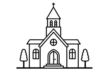 Tiny Las Vegas Wedding Chapel Line Art vector illustration