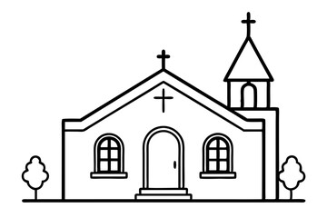 Tiny Las Vegas Wedding Chapel Line Art vector illustration