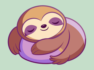 sleeping baby sloth character                 