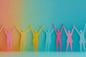 Fototapeta premium Pastel Paper People Group Success Celebration
