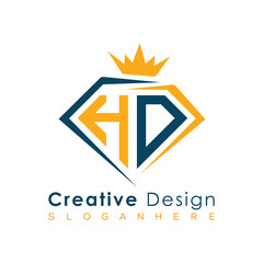 Luxury Initial Letter Monogram in Pentagon Diamond Shape with Royal Crown for Premium Branding & High-End Logo Design
