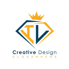 Luxury Initial Letter Monogram in Pentagon Diamond Shape with Royal Crown for Premium Branding & High-End Logo Design
