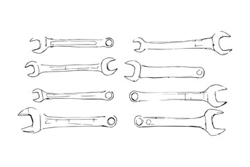 Wrench set line art