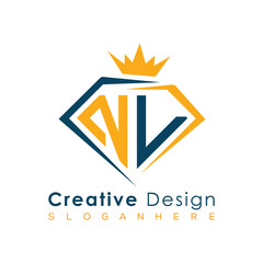 Luxury Initial Letter Monogram in Pentagon Diamond Shape with Royal Crown for Premium Branding & High-End Logo Design
