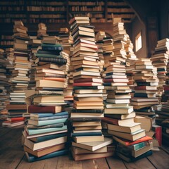 Academic Literature Stack with Minimalist Yellow Backdrop