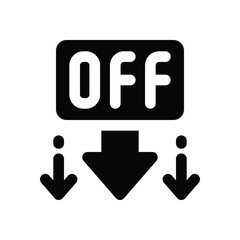 discount glyph icon. Strong and solid vector icon for websites, mobile interfaces, presentations, and visual branding. High quality and easy to edit.