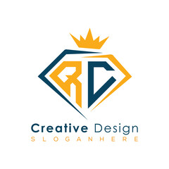 Luxury Initial Letter Monogram in Pentagon Diamond Shape with Royal Crown for Premium Branding & High-End Logo Design
