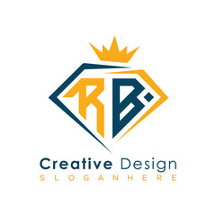 Luxury Initial Letter Monogram in Pentagon Diamond Shape with Royal Crown for Premium Branding & High-End Logo Design
