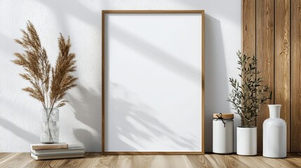 Charming Picture Frame Displaying Lush Green Plant and Elegant Vase