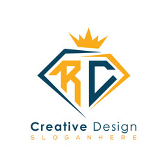 Luxury Initial Letter Monogram in Pentagon Diamond Shape with Royal Crown for Premium Branding & High-End Logo Design
