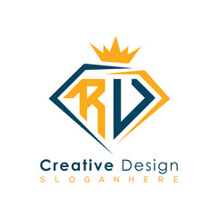 Luxury Initial Letter Monogram in Pentagon Diamond Shape with Royal Crown for Premium Branding & High-End Logo Design
