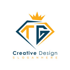 Luxury Initial Letter Monogram in Pentagon Diamond Shape with Royal Crown for Premium Branding & High-End Logo Design
