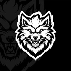 Angry wolf mascot esport logo illustration