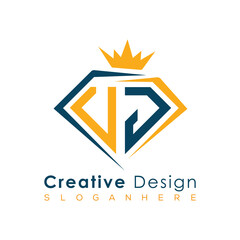 Luxury Initial Letter Monogram in Pentagon Diamond Shape with Royal Crown for Premium Branding & High-End Logo Design
